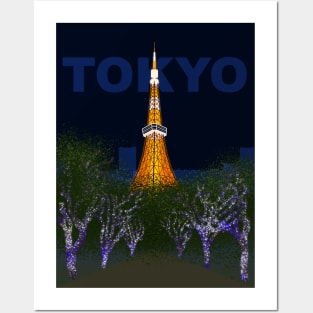 Tokyo Tower (Night, TOKYO) Posters and Art